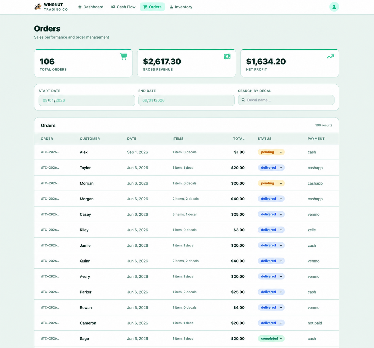 Wingnut Trading Co screenshot